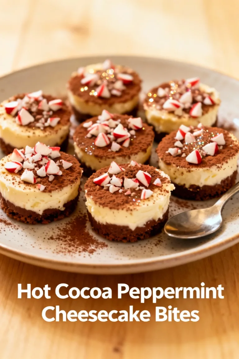 Hot Cocoa Peppermint Cheesecake Bites