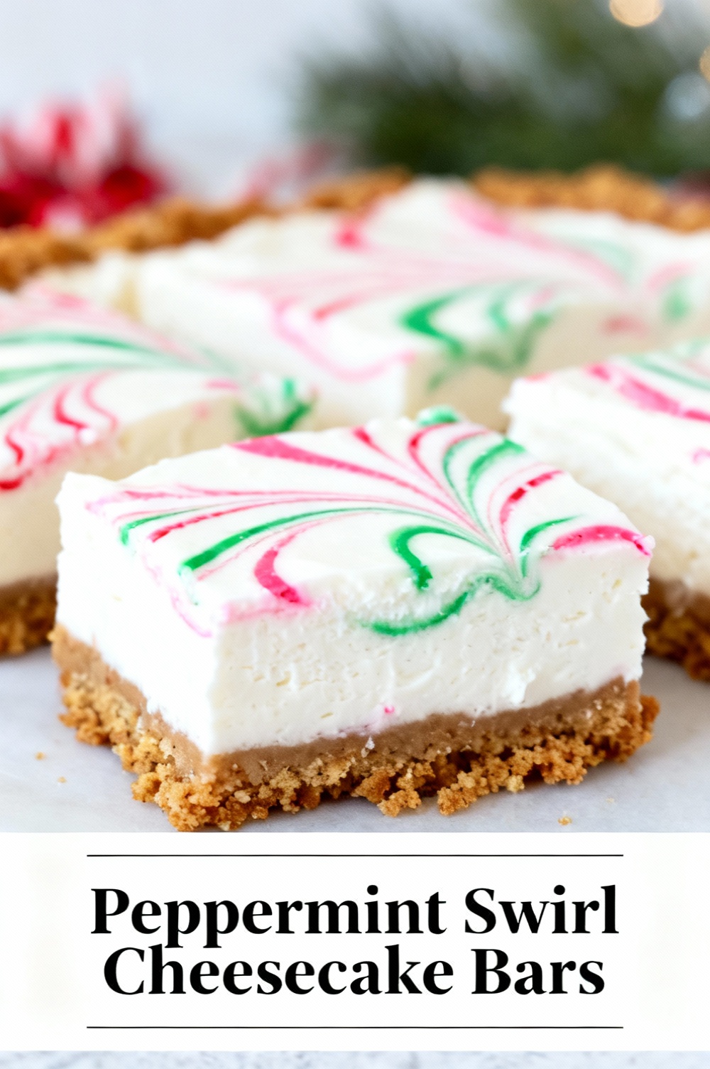 Peppermint Swirl Cheesecake Bars