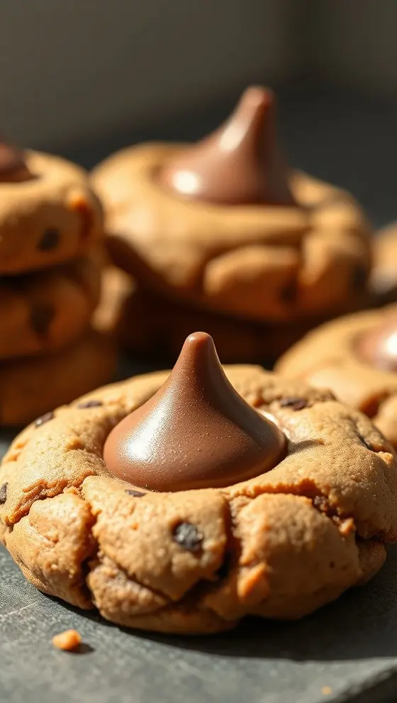 Chocolate Kiss Peanut Butter Cookies