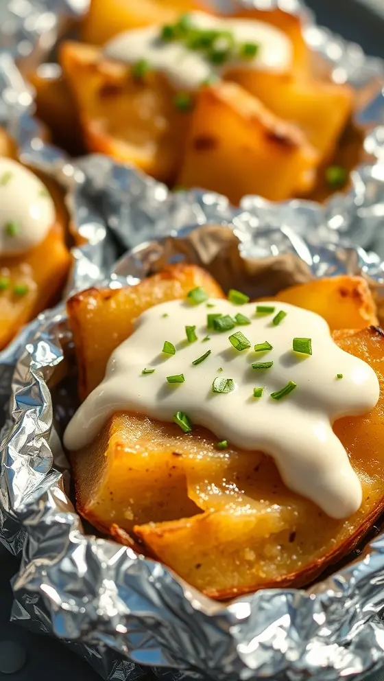 Baked Potatoes In Foil Packets With Parmesan Ranch Sauce
