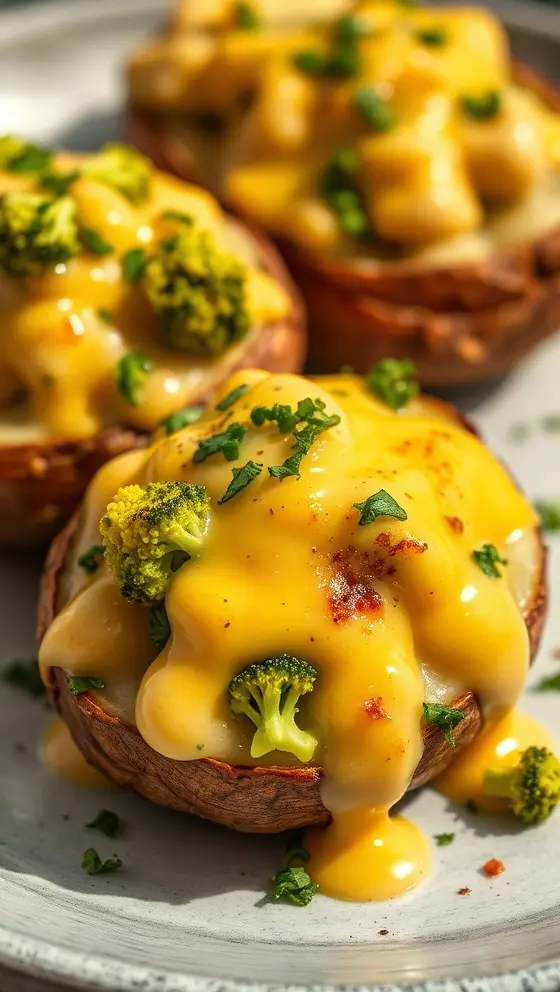 Cheesy Baked Potatoes With Broccoli Cheese Sauce Easy Recipe
