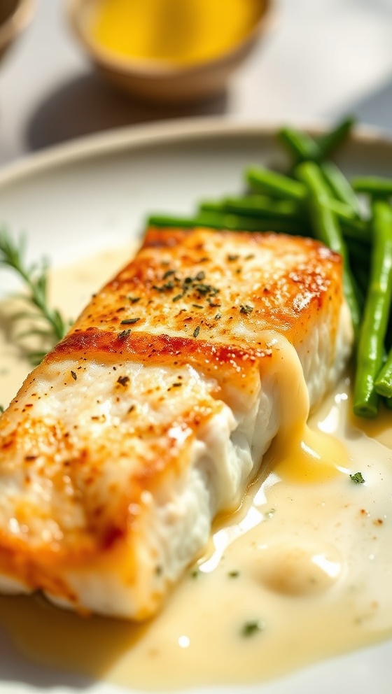 Golden Seared Cod With Herb Butter Sauce Easy Recipe