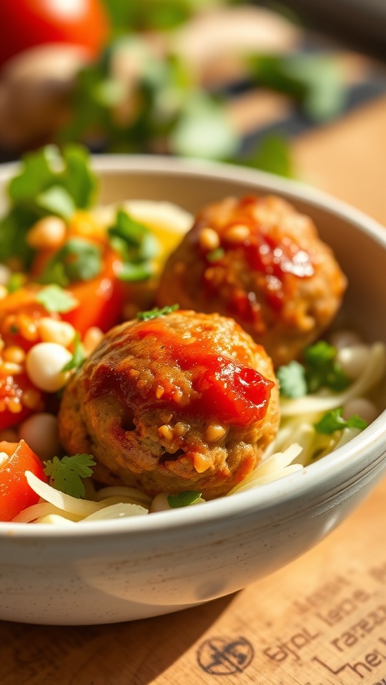 Mediterranean Chicken Meatball Bowls Easy Healthy Recipe