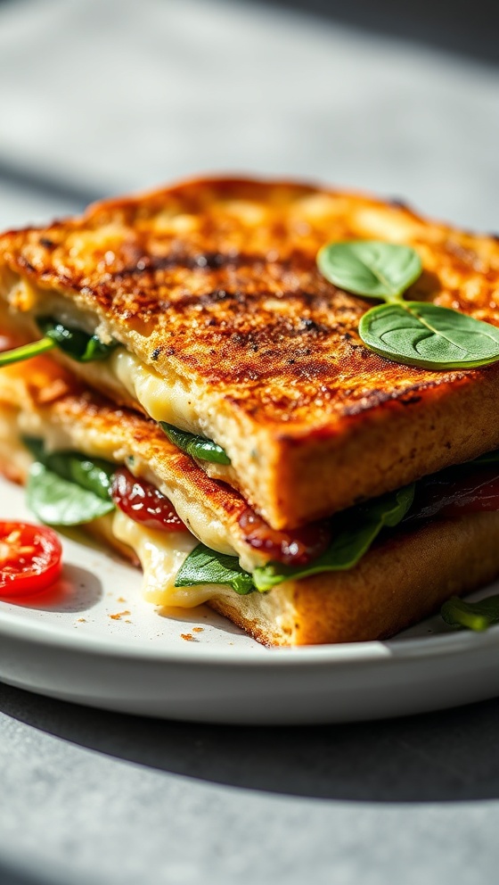 Sun Dried Tomato Spinach Ricotta Grilled Cheese Recipe