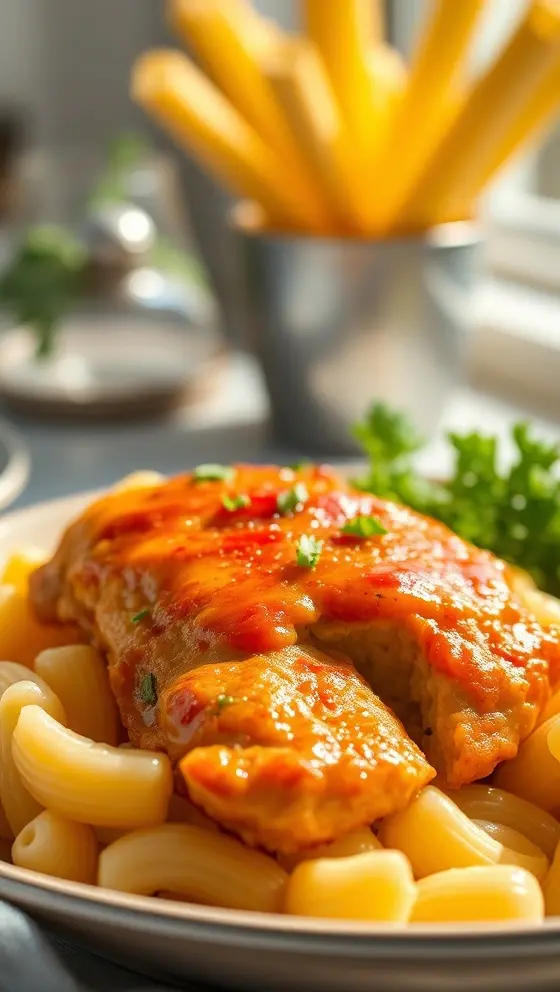 Sweet And Spicy Honey Pepper Chicken With Macaroni Cheese