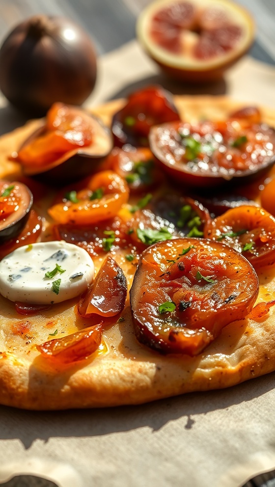 Caramelized Onion Fig And Blue Cheese Flatbread Recipe Easy Delicious