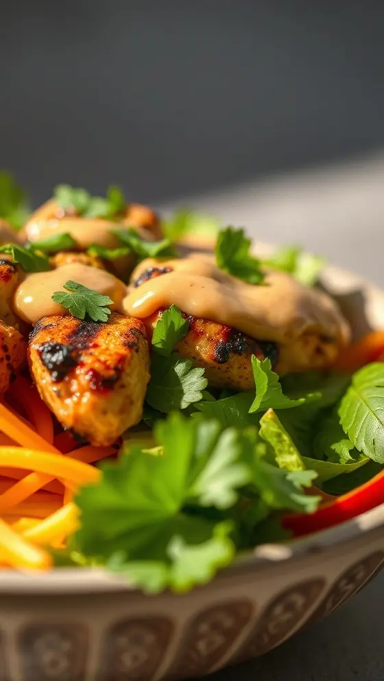 Grilled Thai Chicken Bowls With Peanut Sauce Easy Recipe