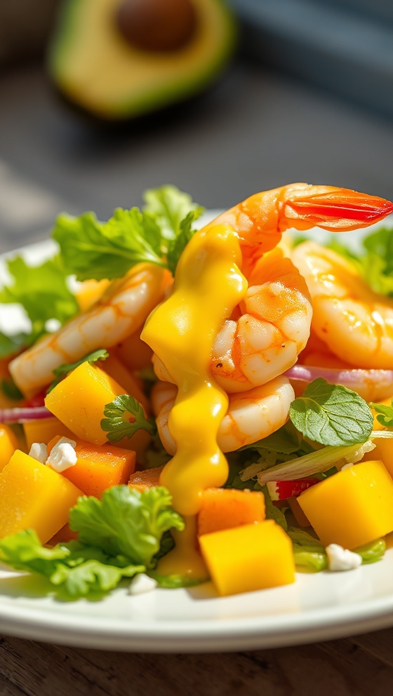 Mango Shrimp Salad Recipe With Avocado And Mango Dressing