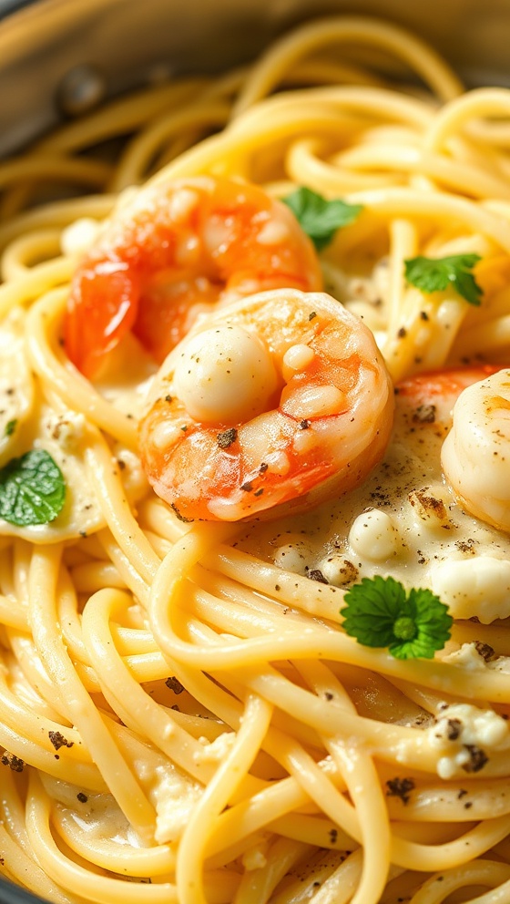 One Pan Shrimp Fettuccine Alfredo Recipe Easy Creamy